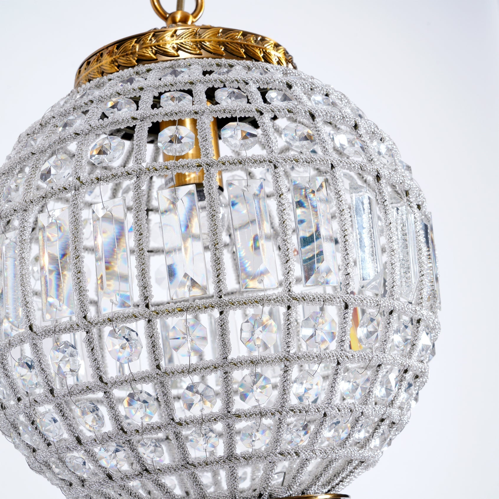 Elyinissa Chandelier Gold Globe Crystal Vintage