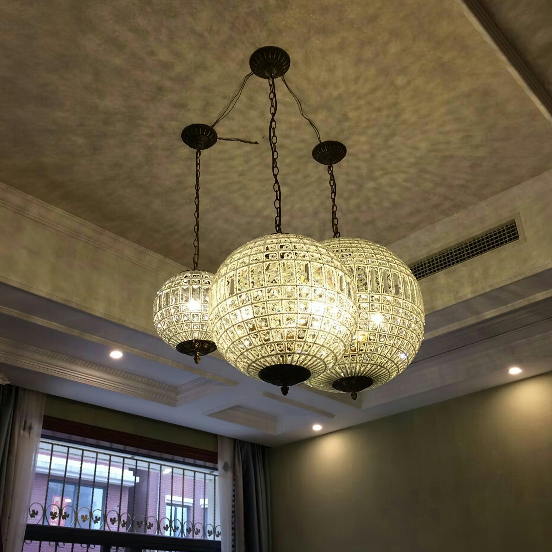 Elyinissa Chandelier Gold Globe Crystal Vintage