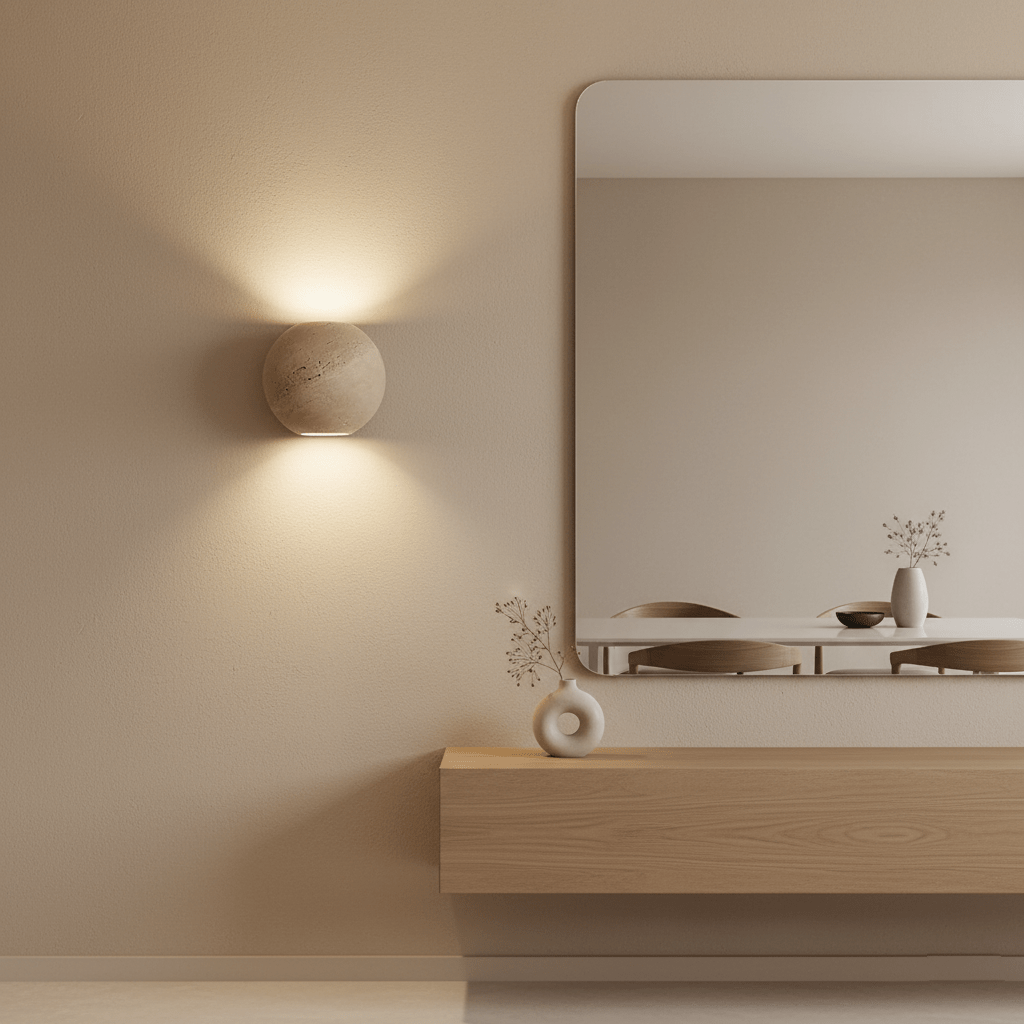 Travian Travertine Globe Wall Sconce