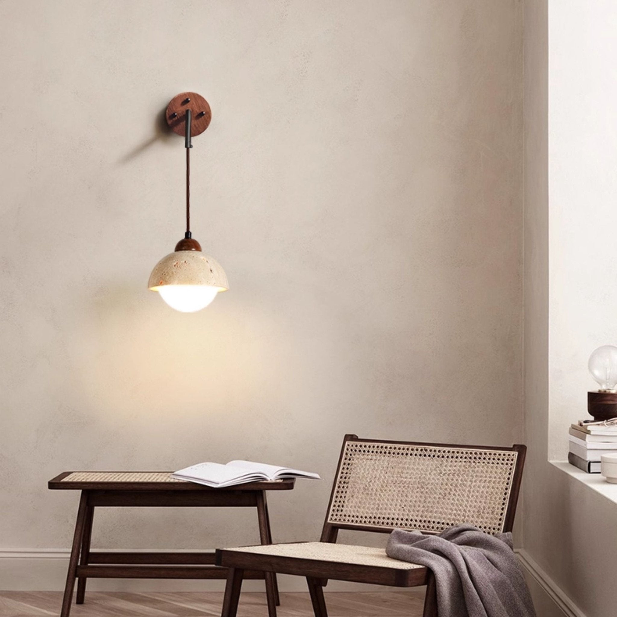 Travertine Swing Arm Wall Sconce