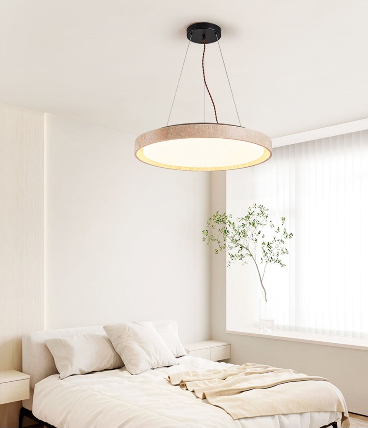 Seranena Travertine Circle LED Pendant Light