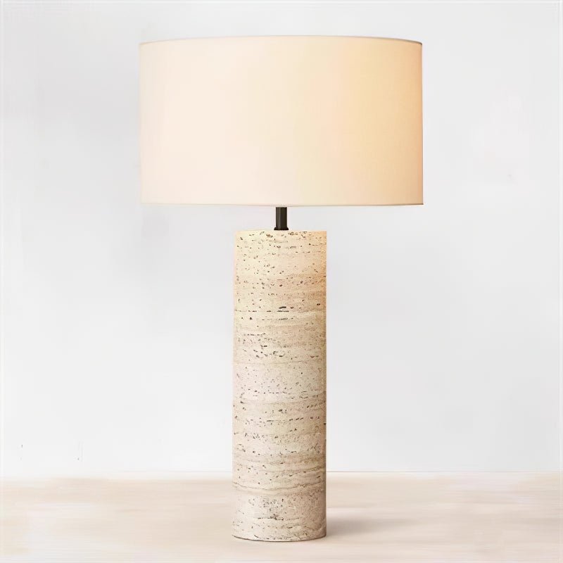 Tavarette Travertine Column Table Lamp