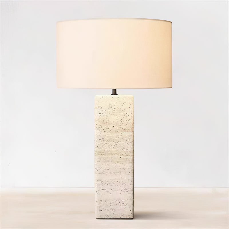 Tavarette Travertine Column Table Lamp