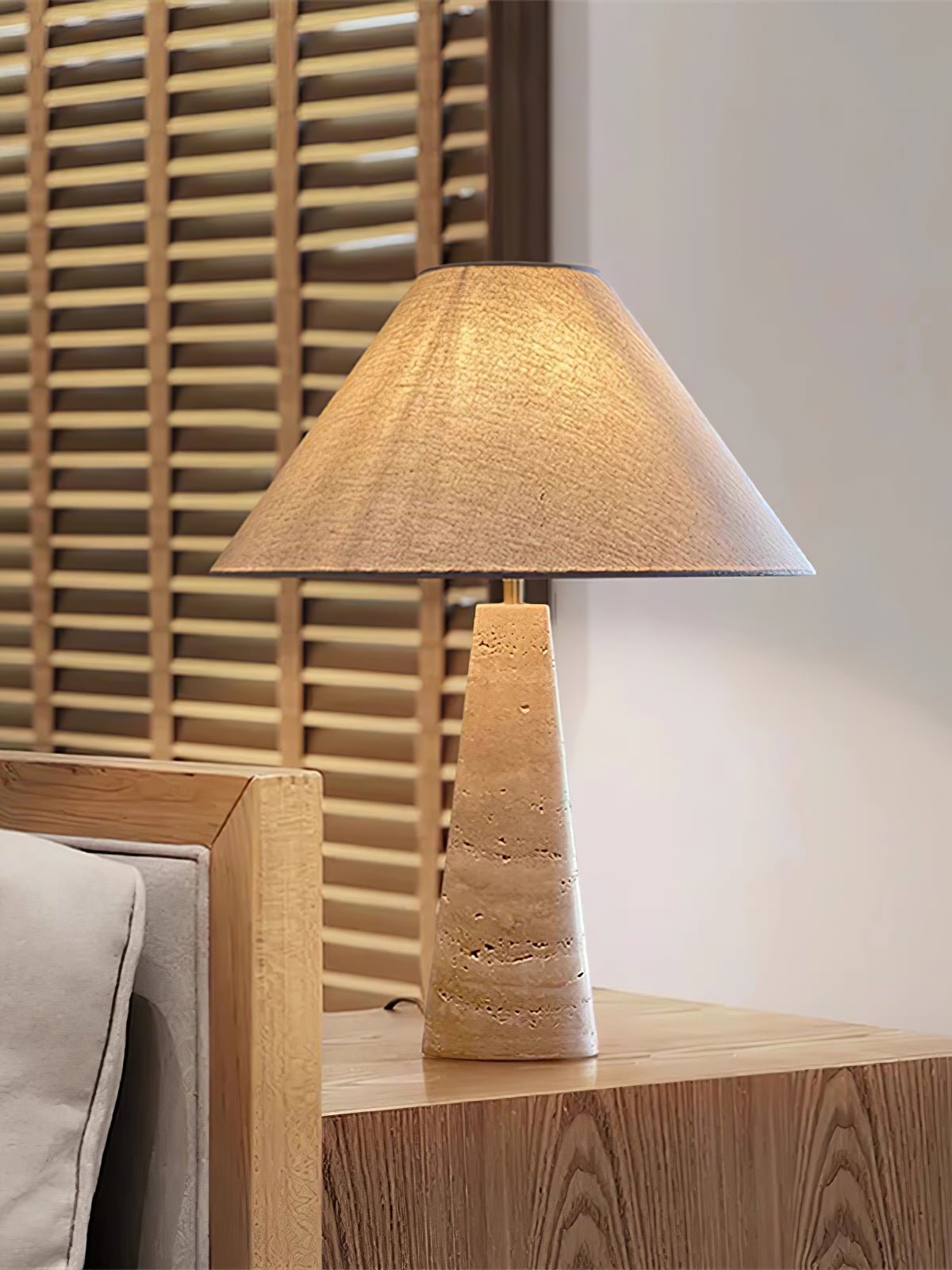 Tavarette Travertine Column Table Lamp