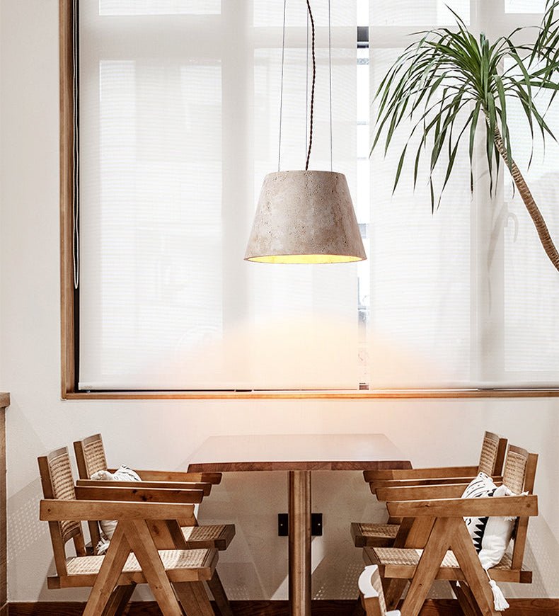 Briven Travertine Cone Pendant Lamp