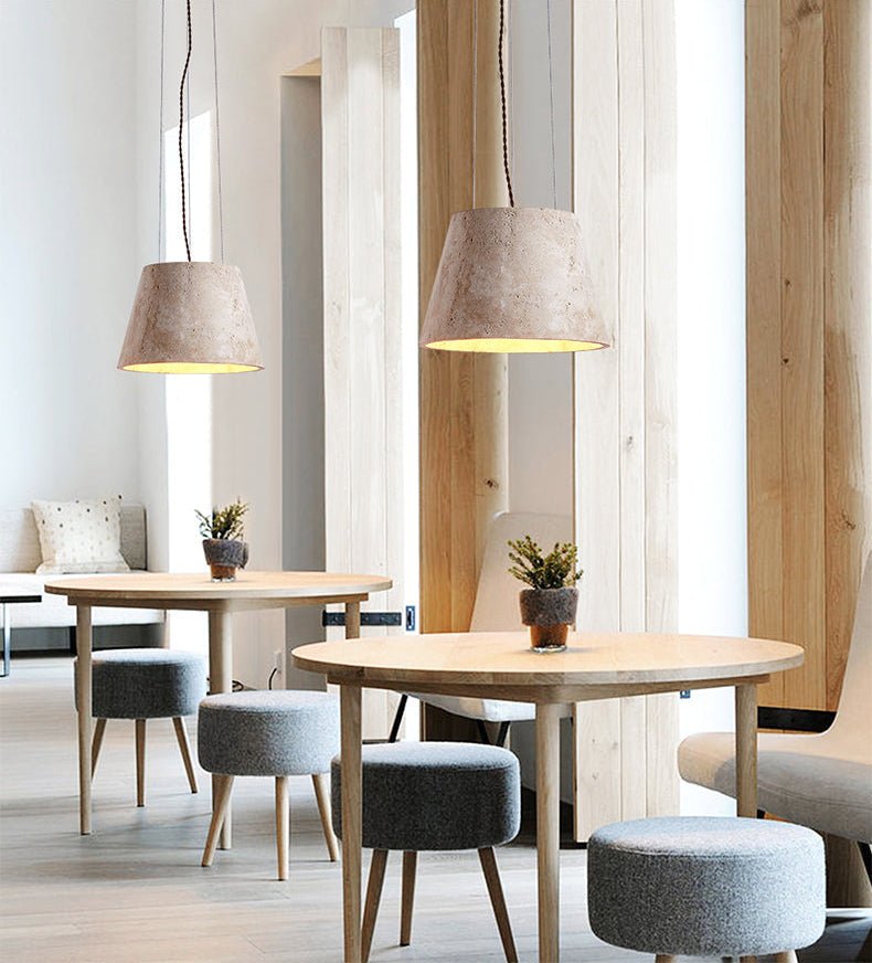 Briven Travertine Cone Pendant Lamp