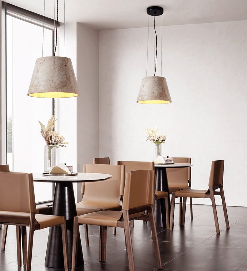 Briven Travertine Cone Pendant Lamp