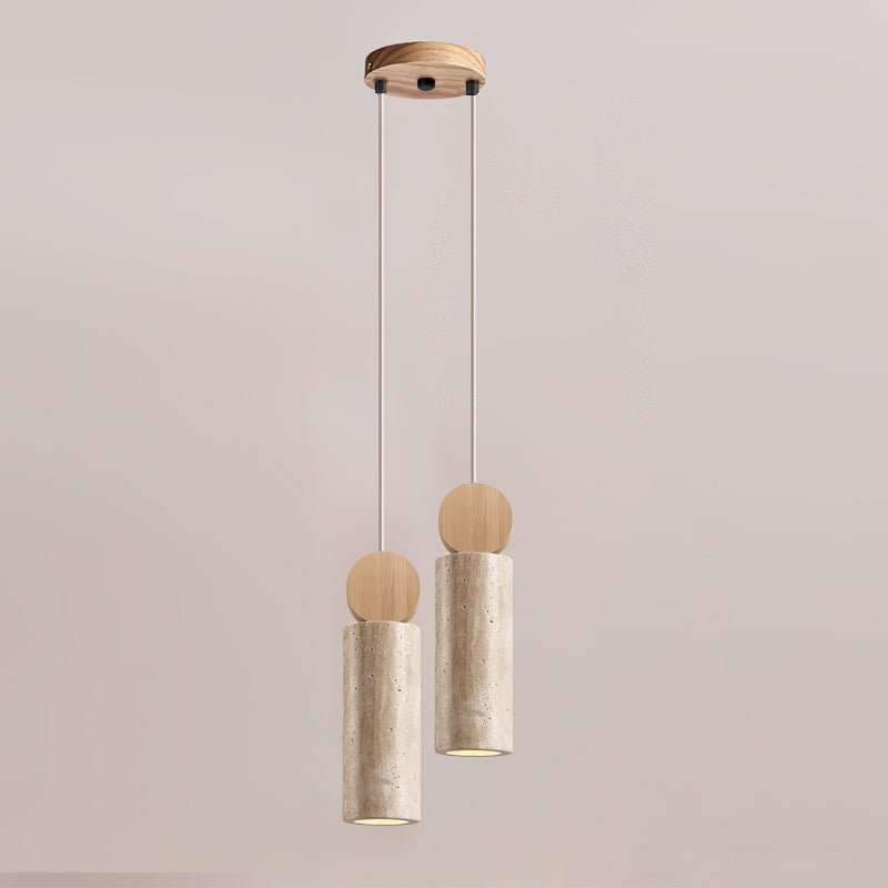 Ashton Travertine Cylinder Disc Pendant Light