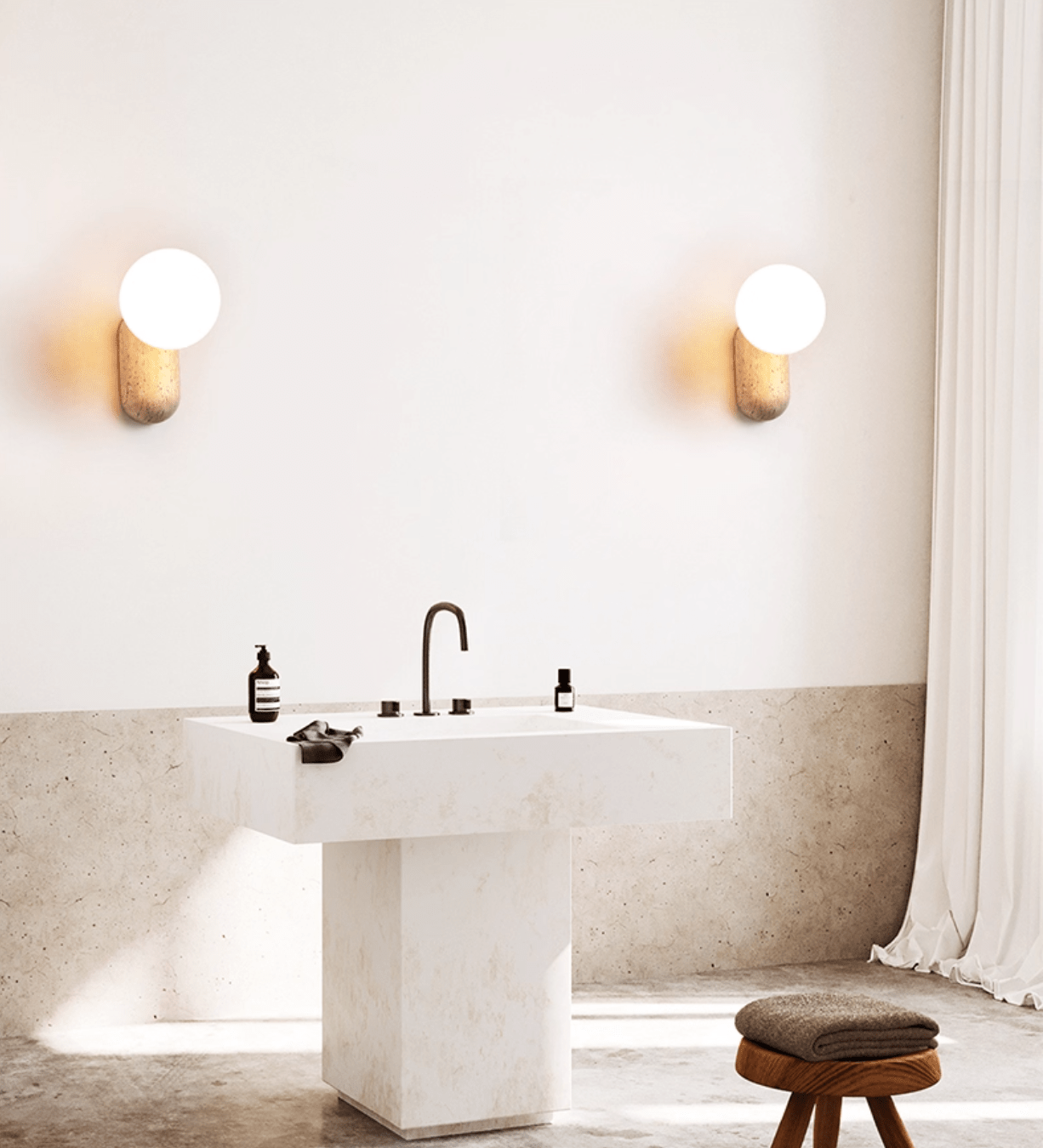 Aeralis Travetine Pebble Wall Light