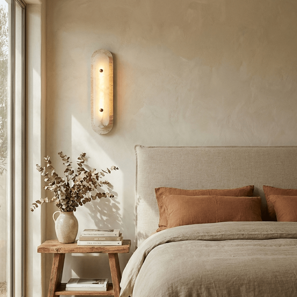 Travertine Alabaster Pill Wall Sconce