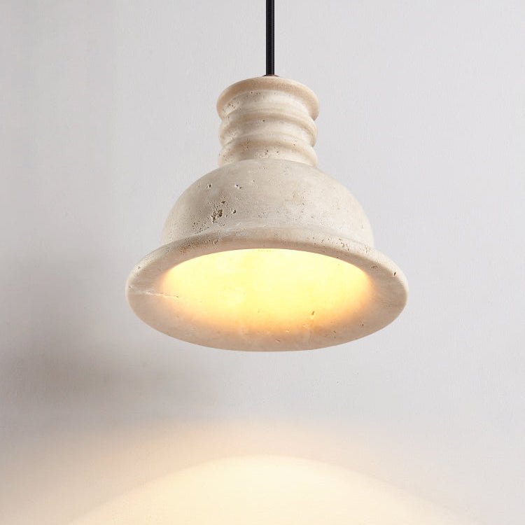 Harrow Travertine Ribbed Dome Pendant Light