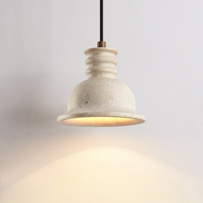 Harrow Travertine Ribbed Dome Pendant Light