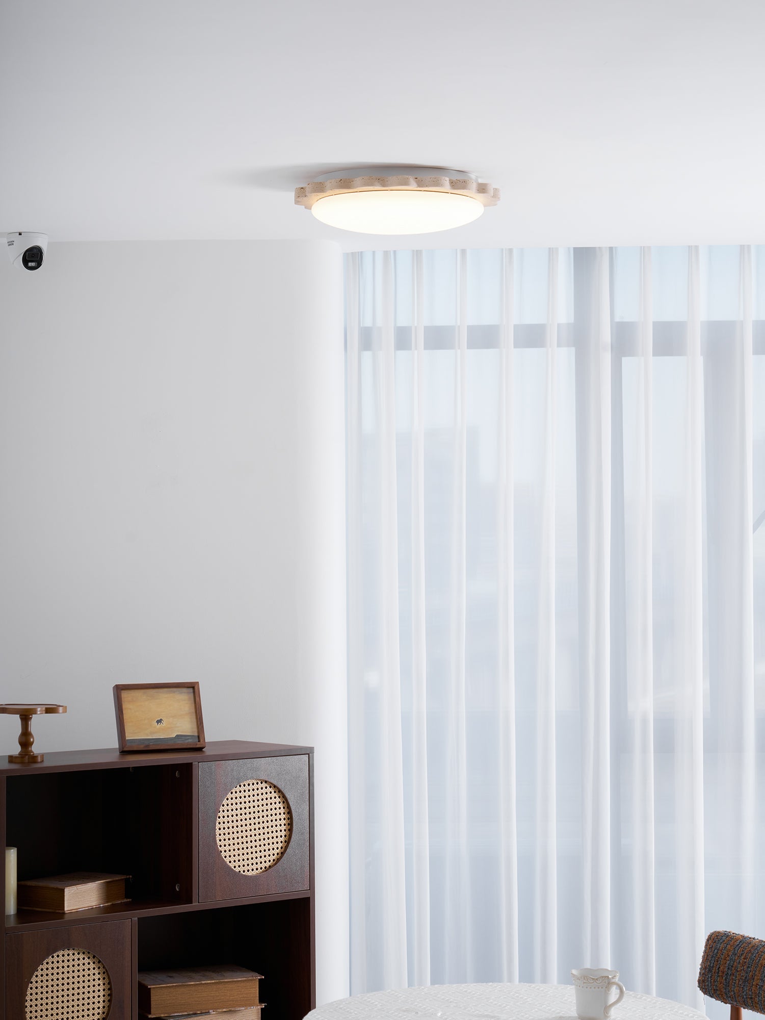 Crestwood Travertine Scallop Edge Ceiling Light