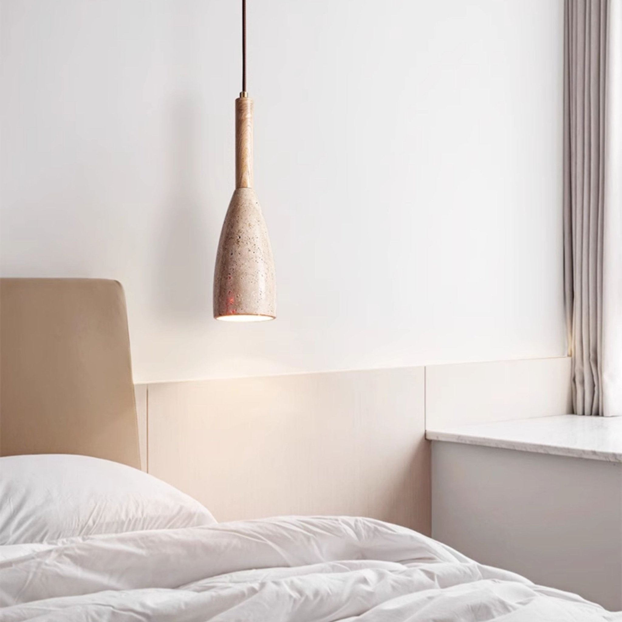 Nerian Travertine Teardrop Pendant Light