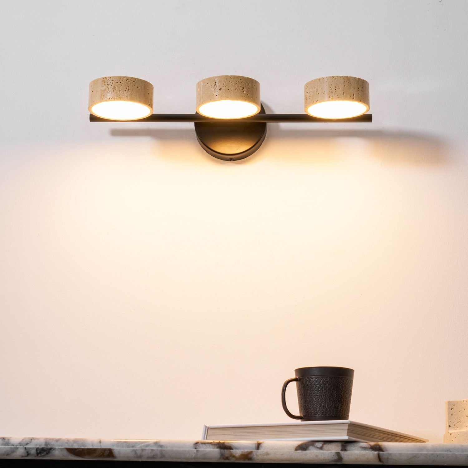 Ceshair Wall Light Multi Head Travertine Vanity Light