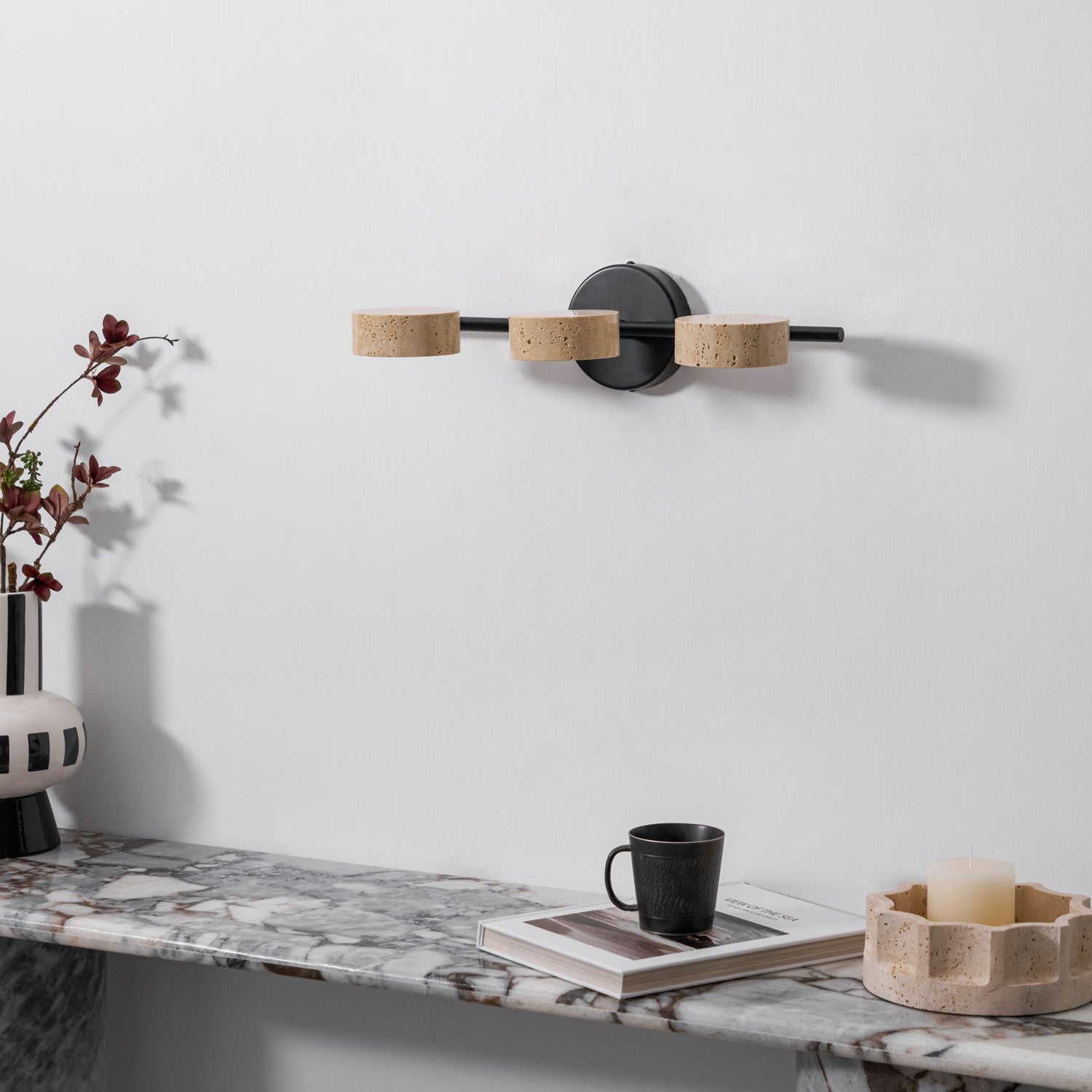 Ceshair Wall Light Multi Head Travertine Vanity Light