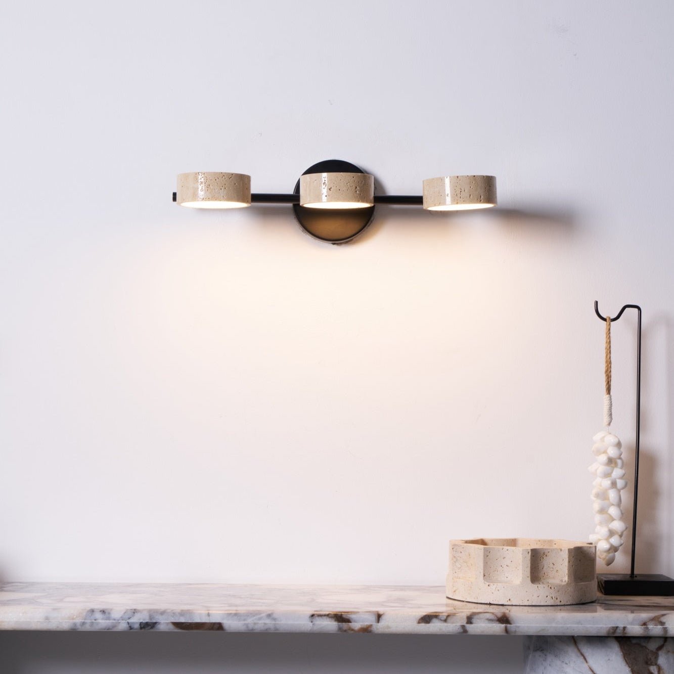 Ceshair Wall Light Multi Head Travertine Vanity Light