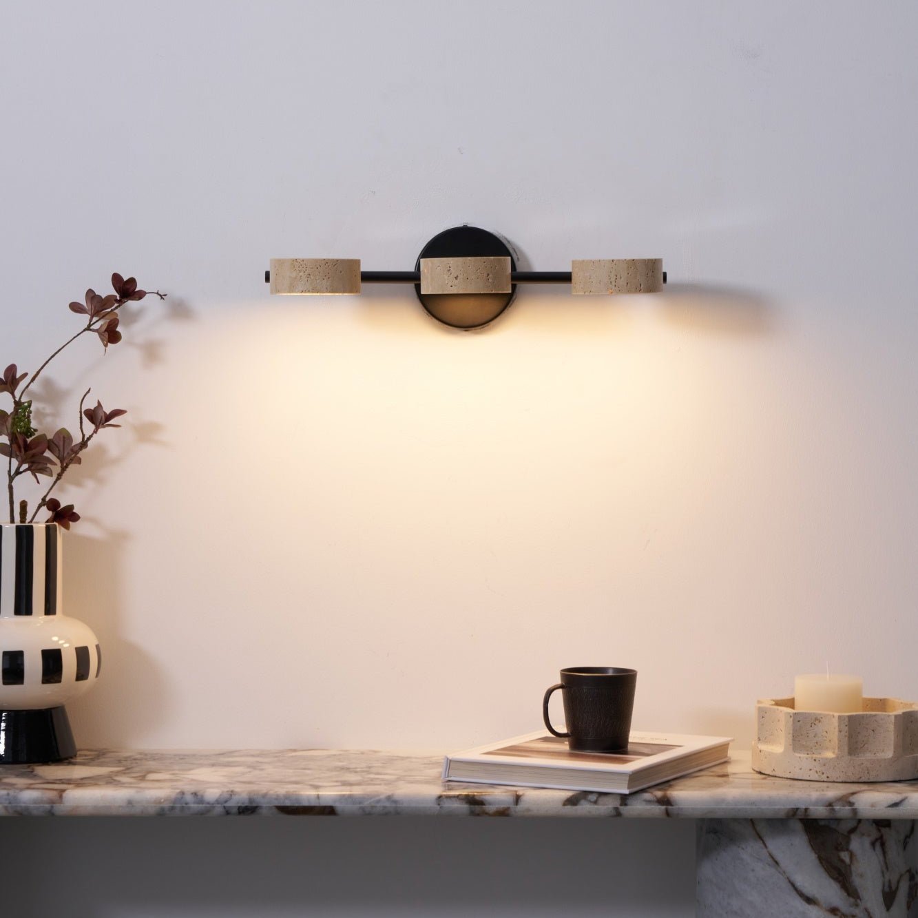 Ceshair Wall Light Multi Head Travertine Vanity Light