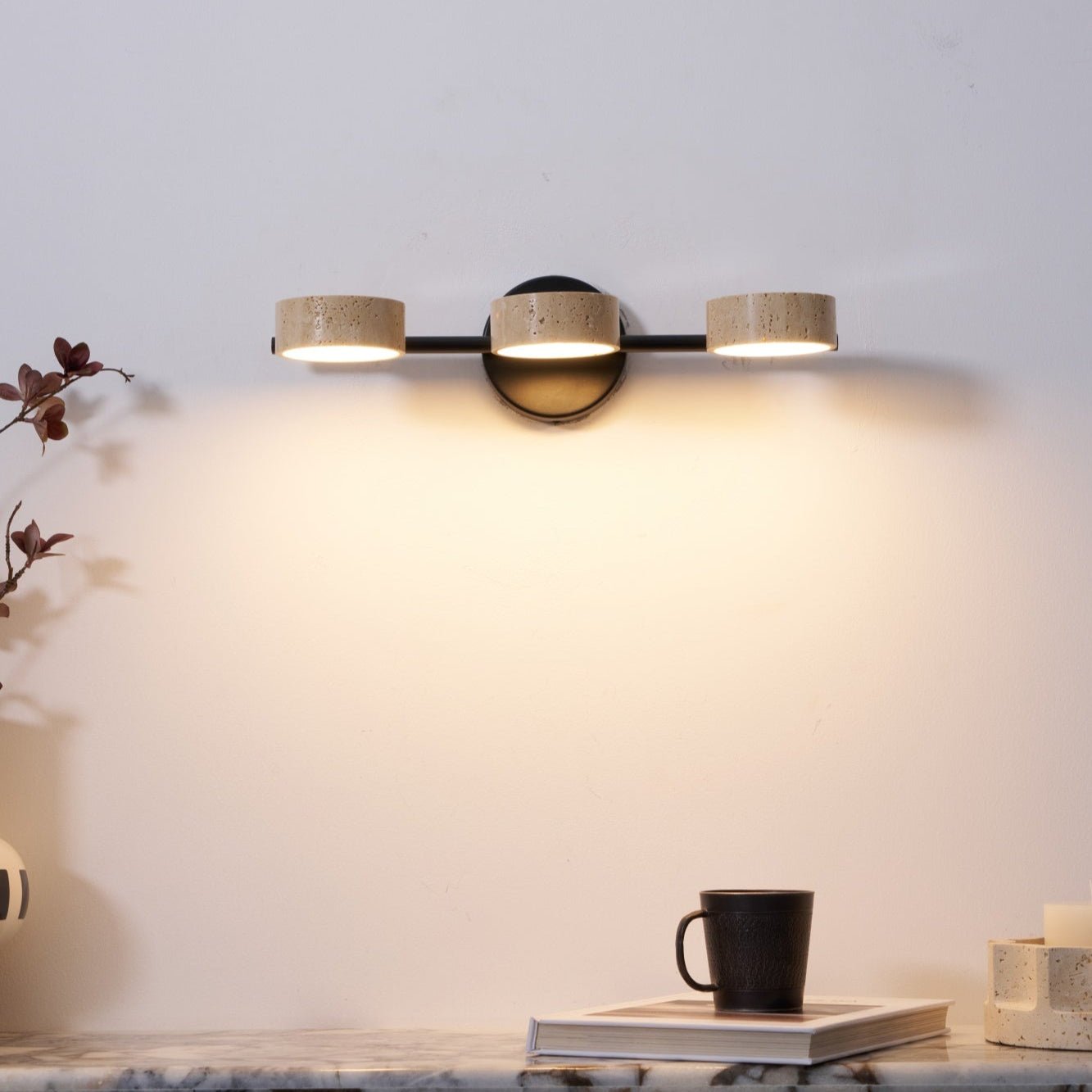 Ceshair Wall Light Multi Head Travertine Vanity Light