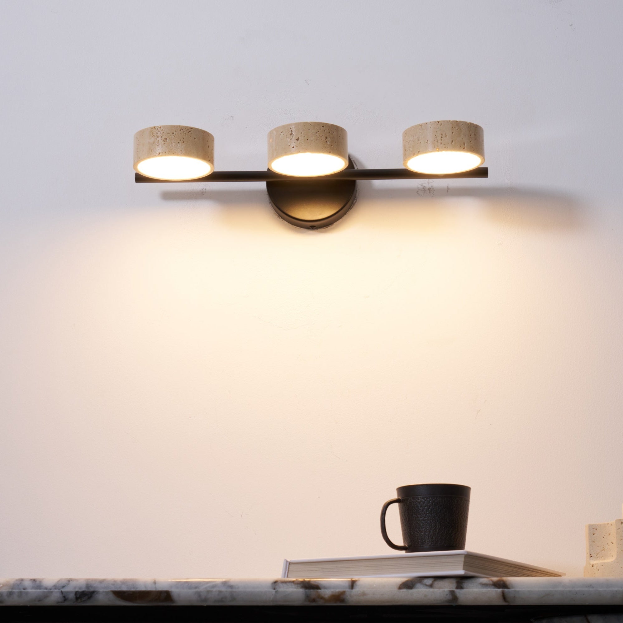 Ceshair Wall Light Multi Head Travertine Vanity Light