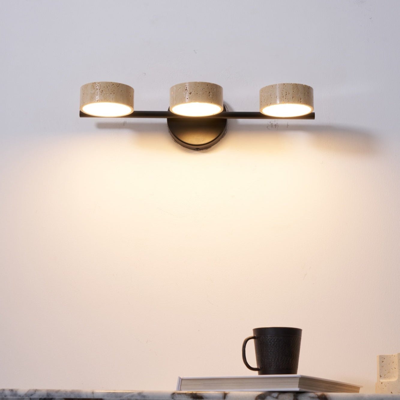 Ceshair Wall Light Multi Head Travertine Vanity Light