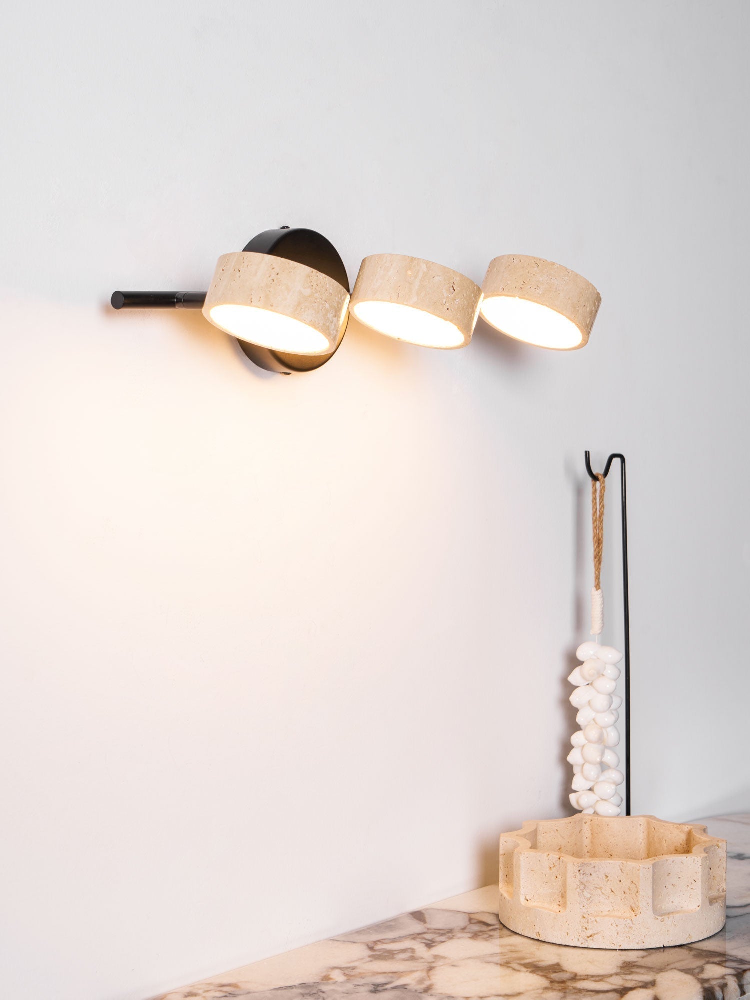 Ceshair Wall Light Multi Head Travertine Vanity Light