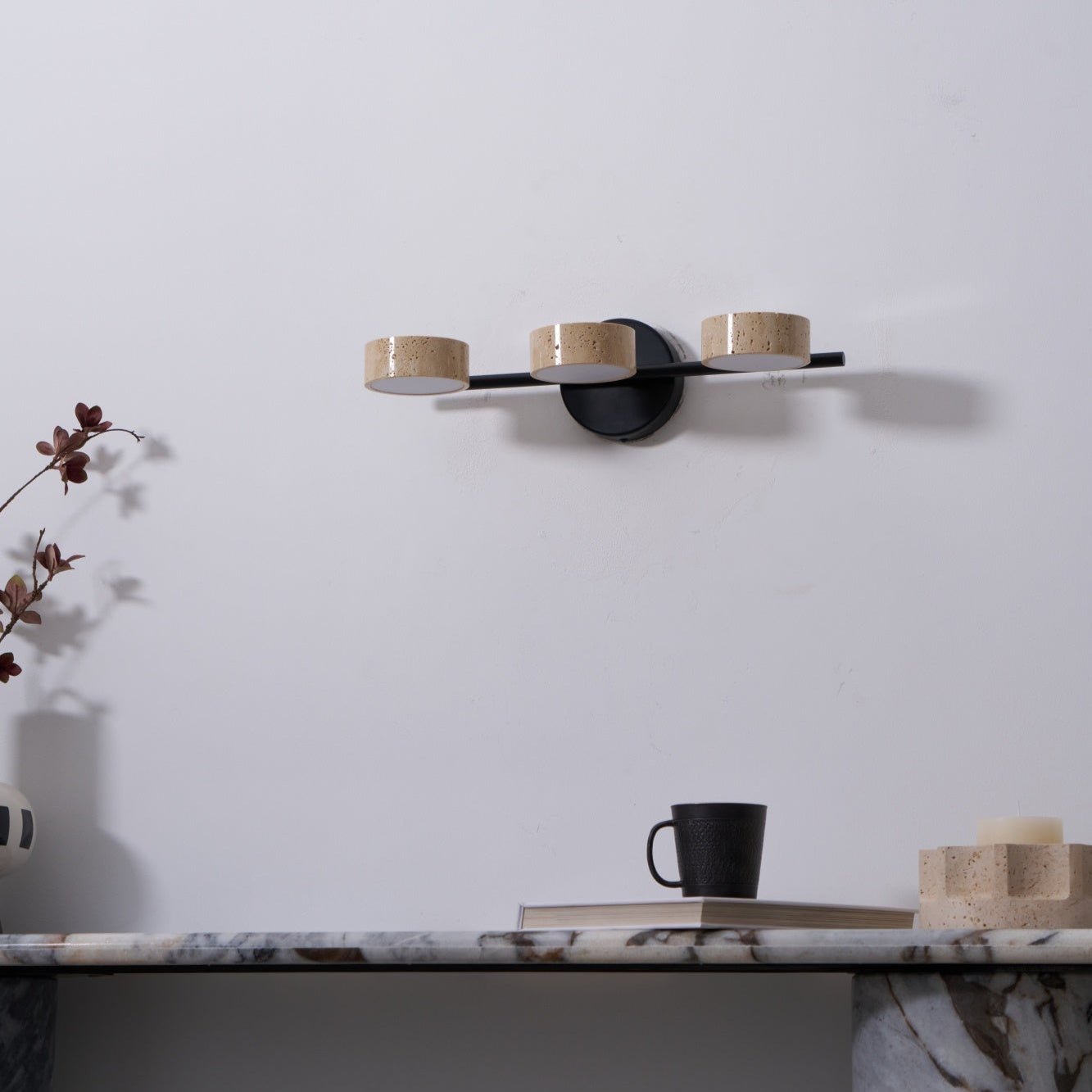 Ceshair Wall Light Multi Head Travertine Vanity Light
