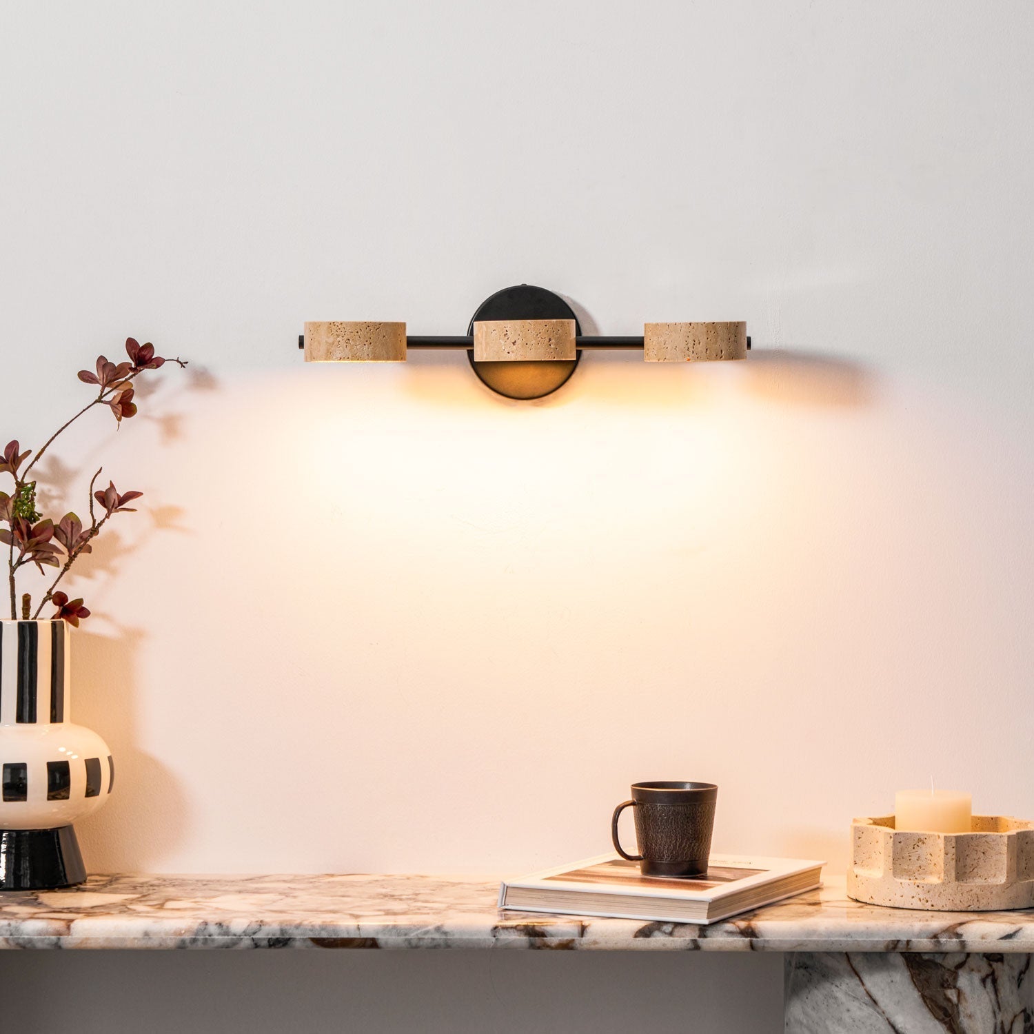 Ceshair Wall Light Multi Head Travertine Vanity Light