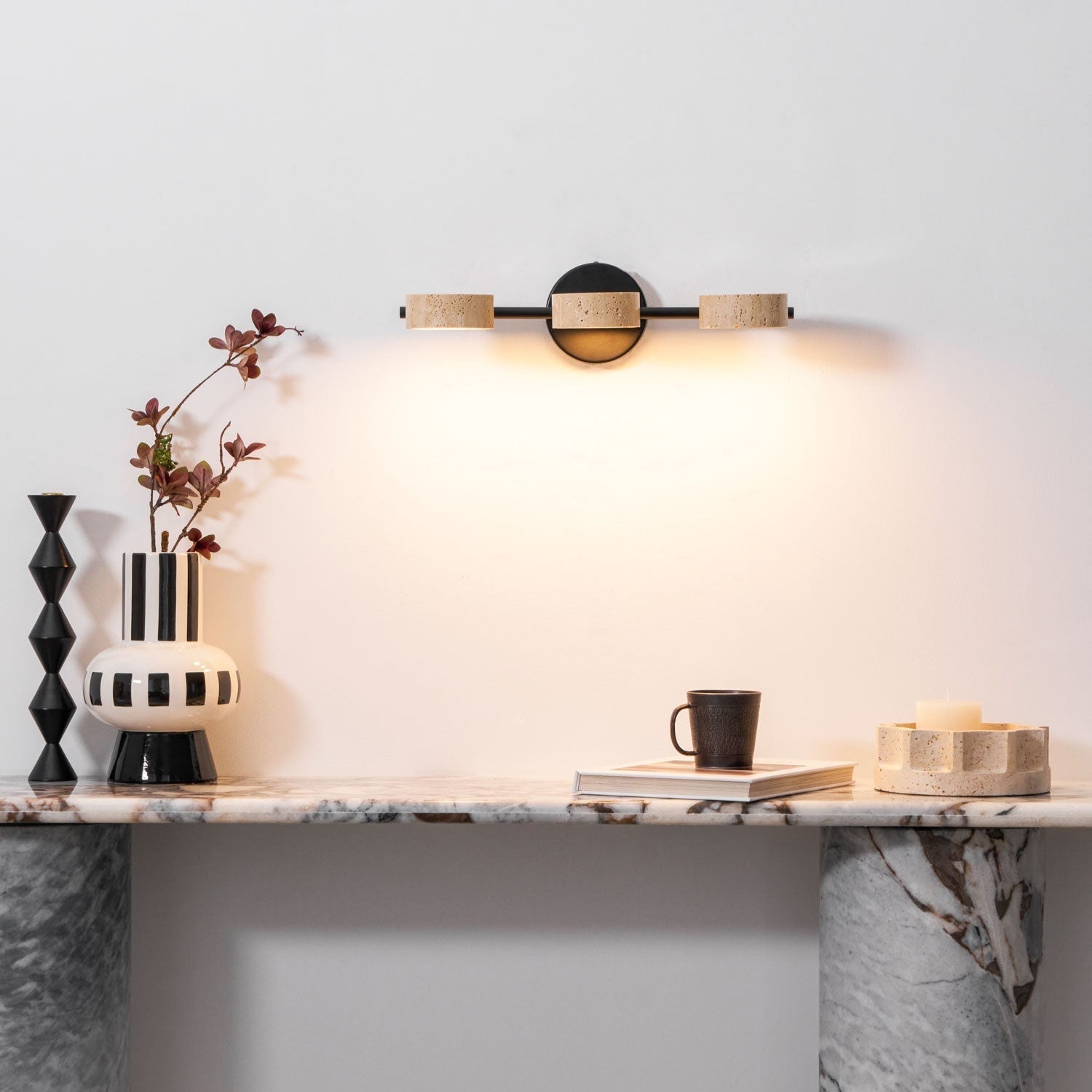 Ceshair Wall Light Multi Head Travertine Vanity Light
