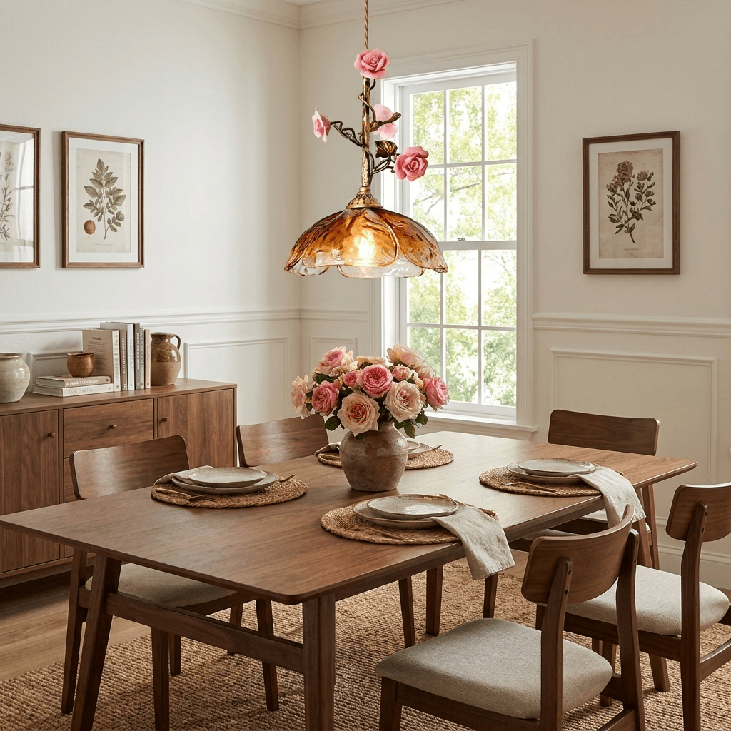 Trellis Rose Pendant Lamp