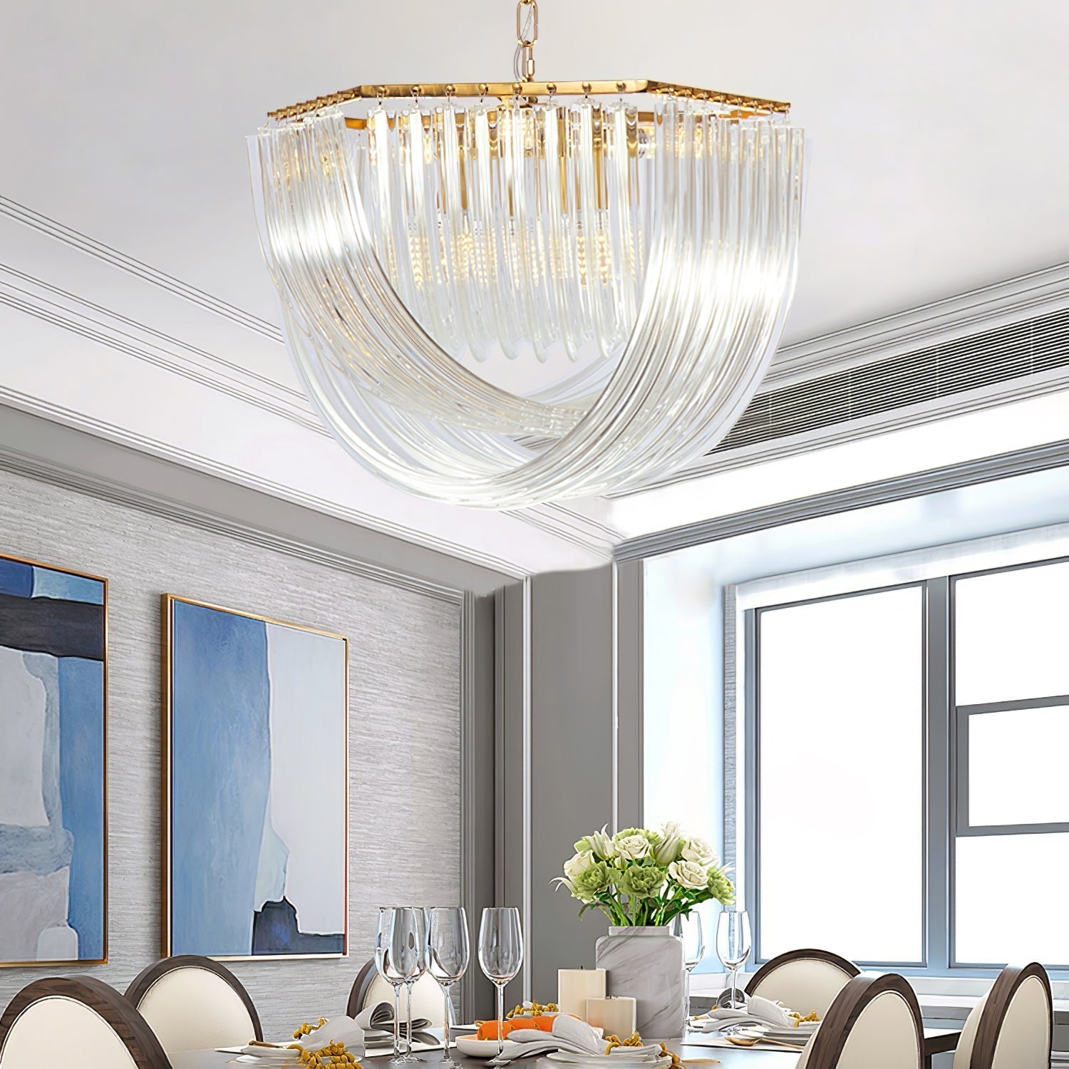Sylnen Chandelier Clear Curved Tiered