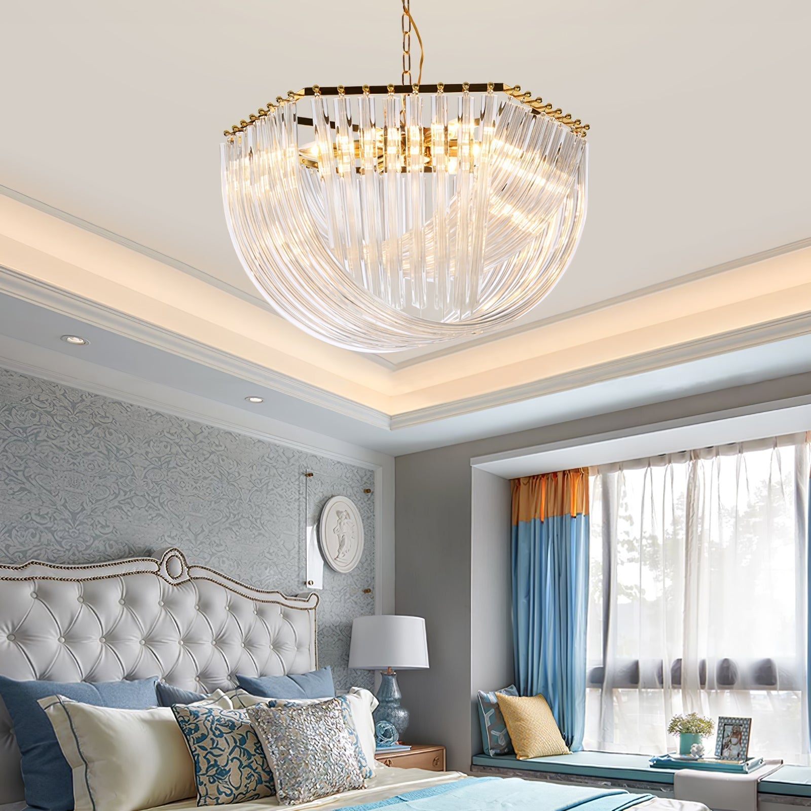 Sylnen Chandelier Clear Curved Tiered