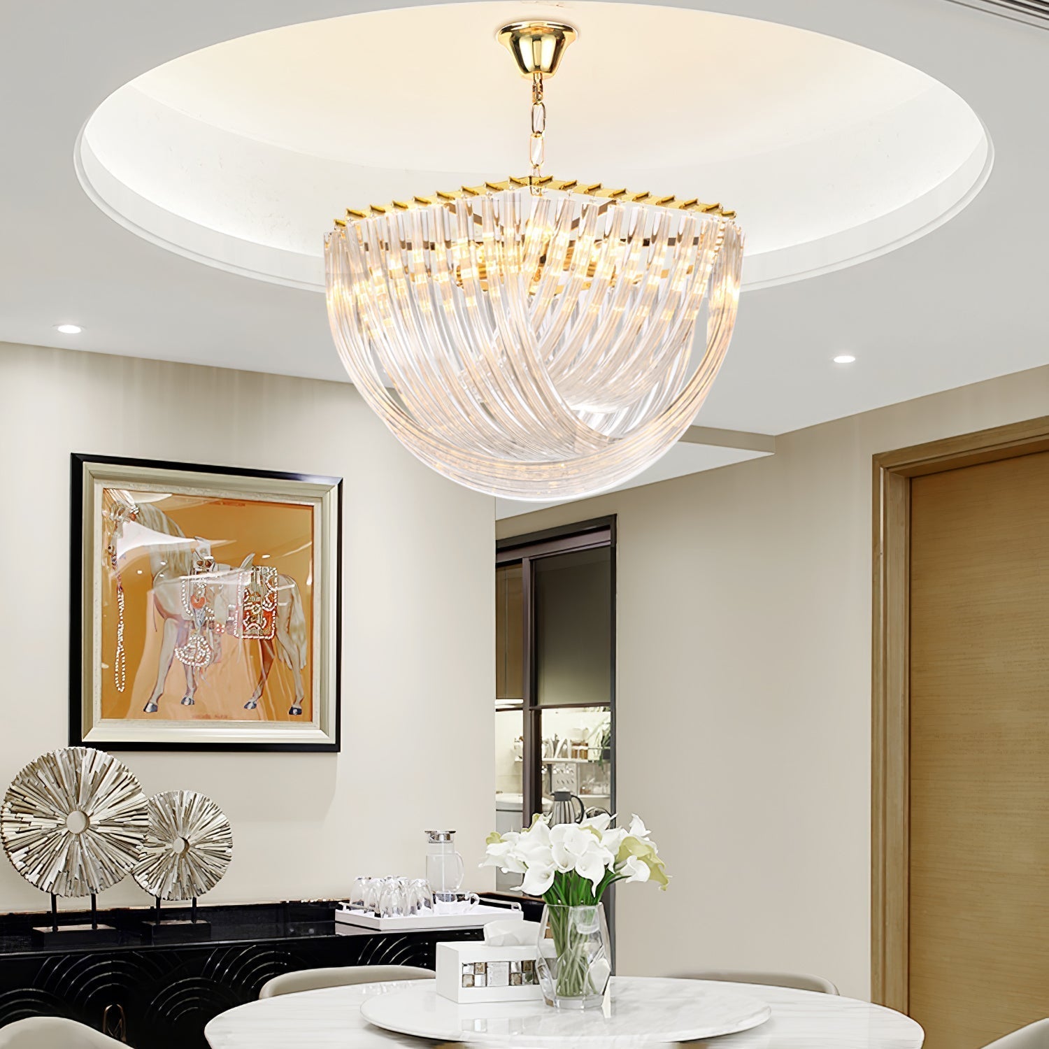 Sylnen Chandelier Clear Curved Tiered