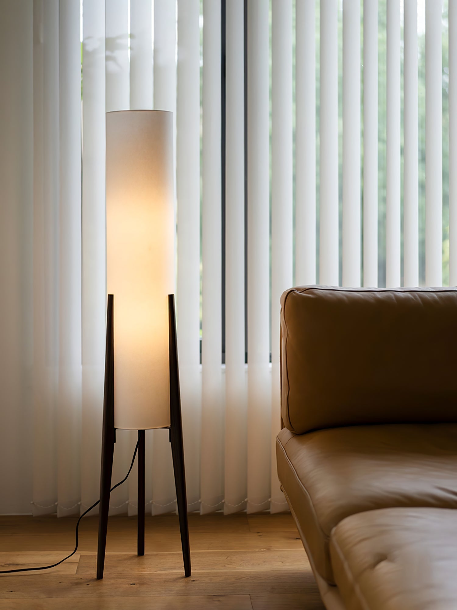 Triluxe Wood & Fabric Modern Floor Lamp