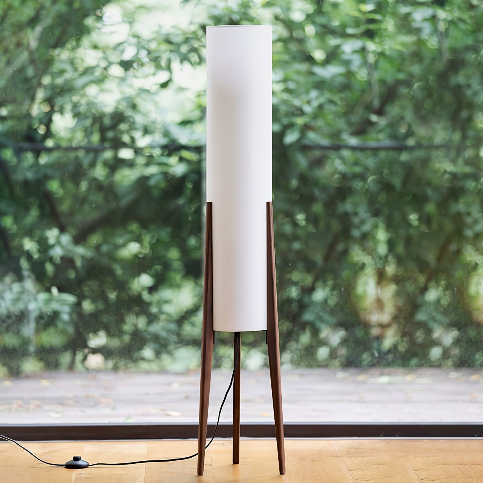 Triluxe Wood & Fabric Modern Floor Lamp