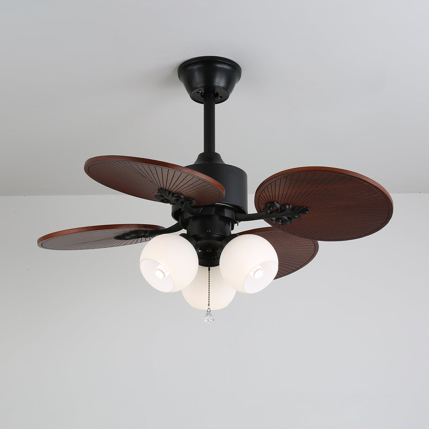Celiira Tropical Glass Ceiling Fan Light