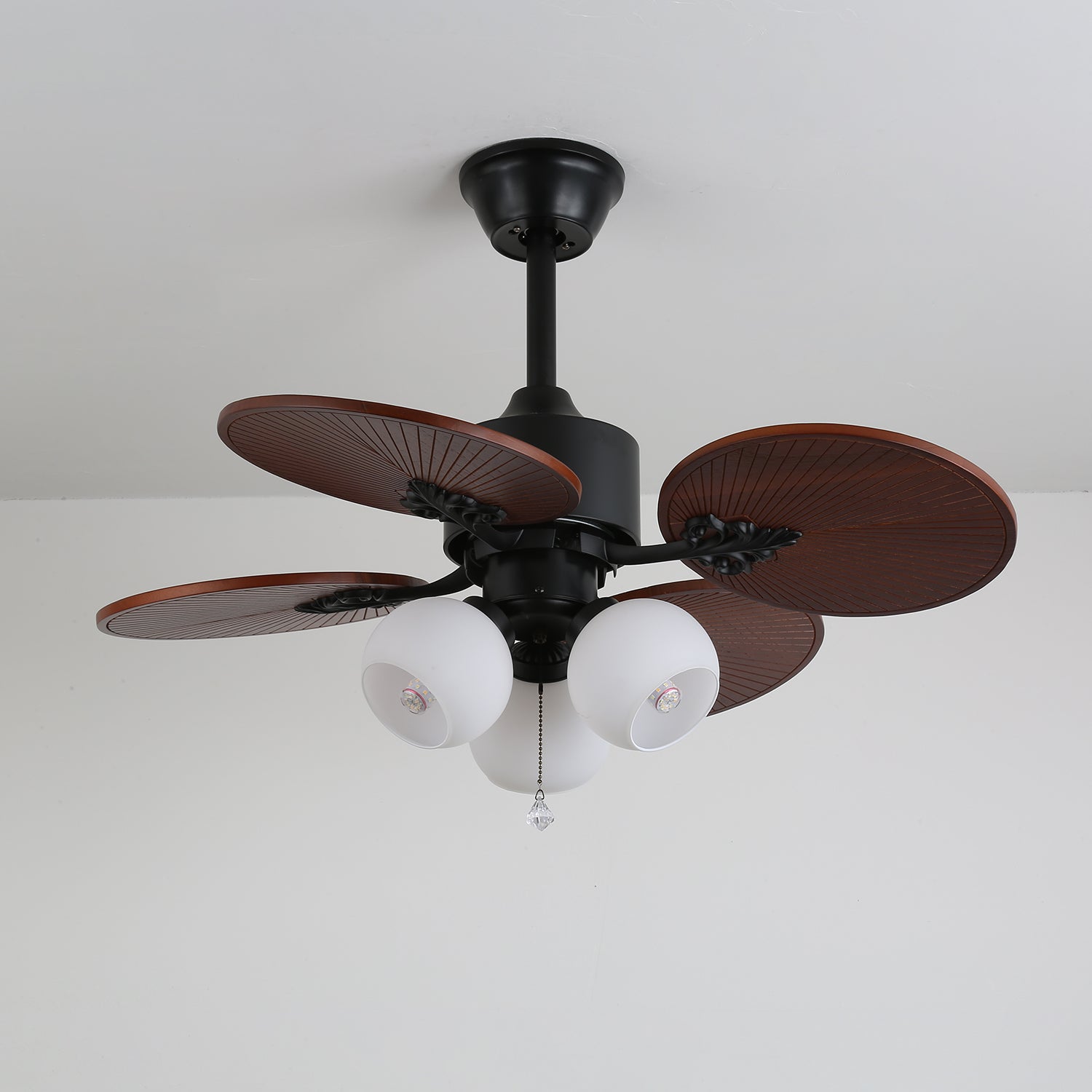 Celiira Tropical Glass Ceiling Fan Light