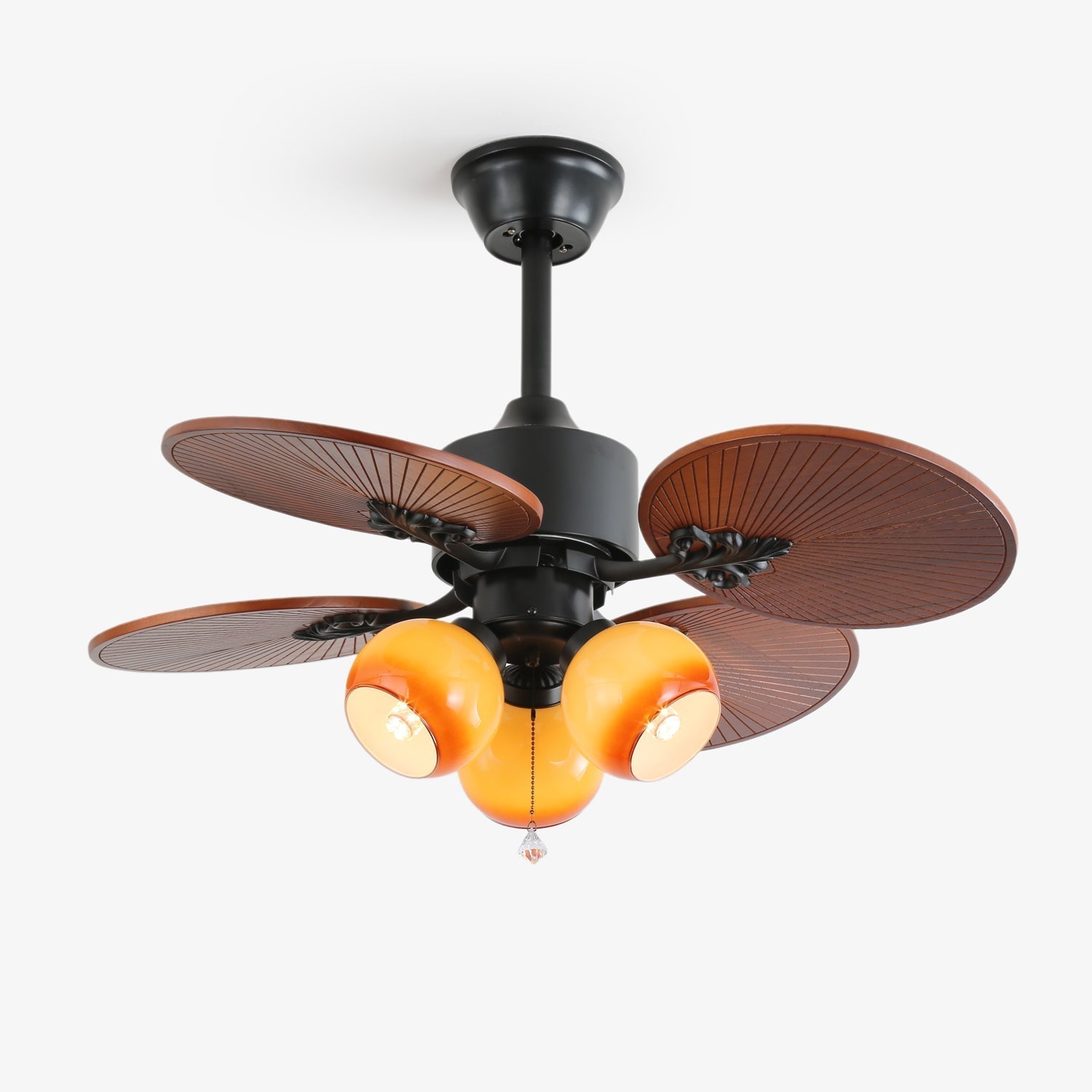 Celiira Tropical Glass Ceiling Fan Light