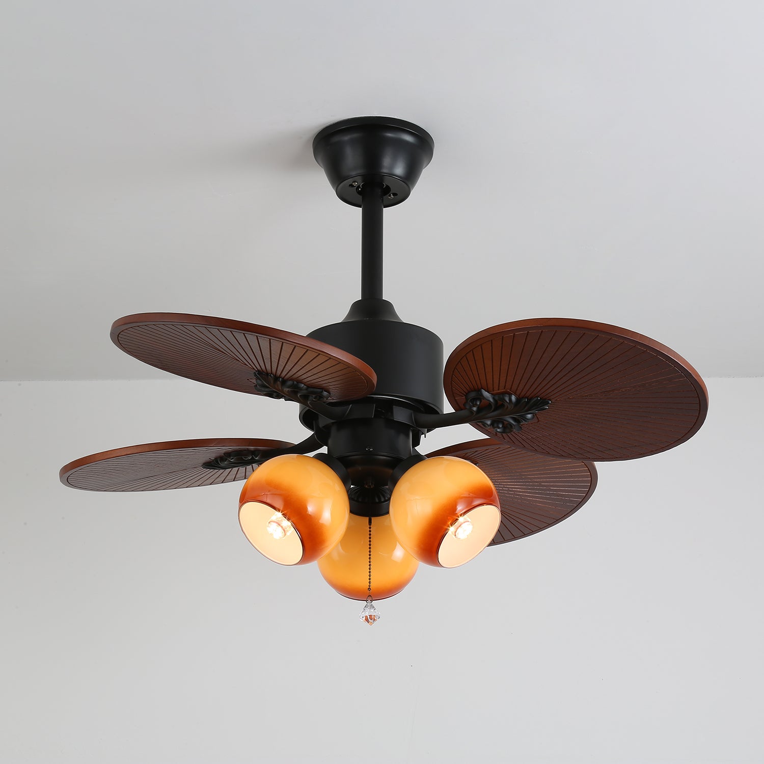 Celiira Tropical Glass Ceiling Fan Light
