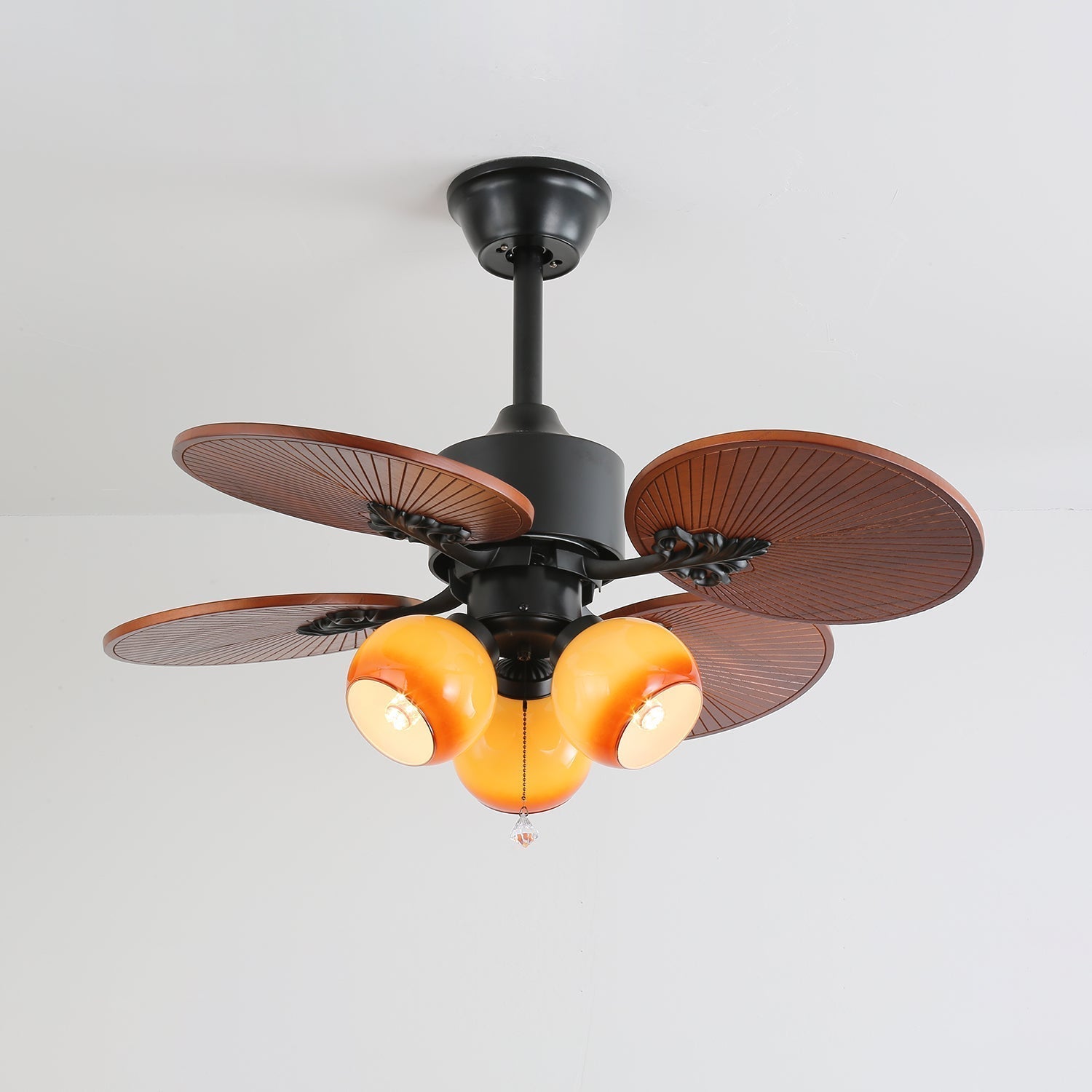 Celiira Tropical Glass Ceiling Fan Light
