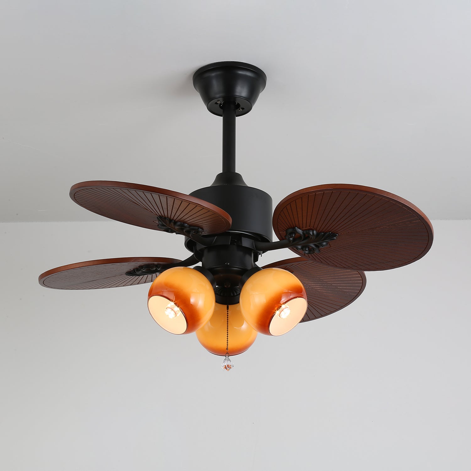 Celiira Tropical Glass Ceiling Fan Light