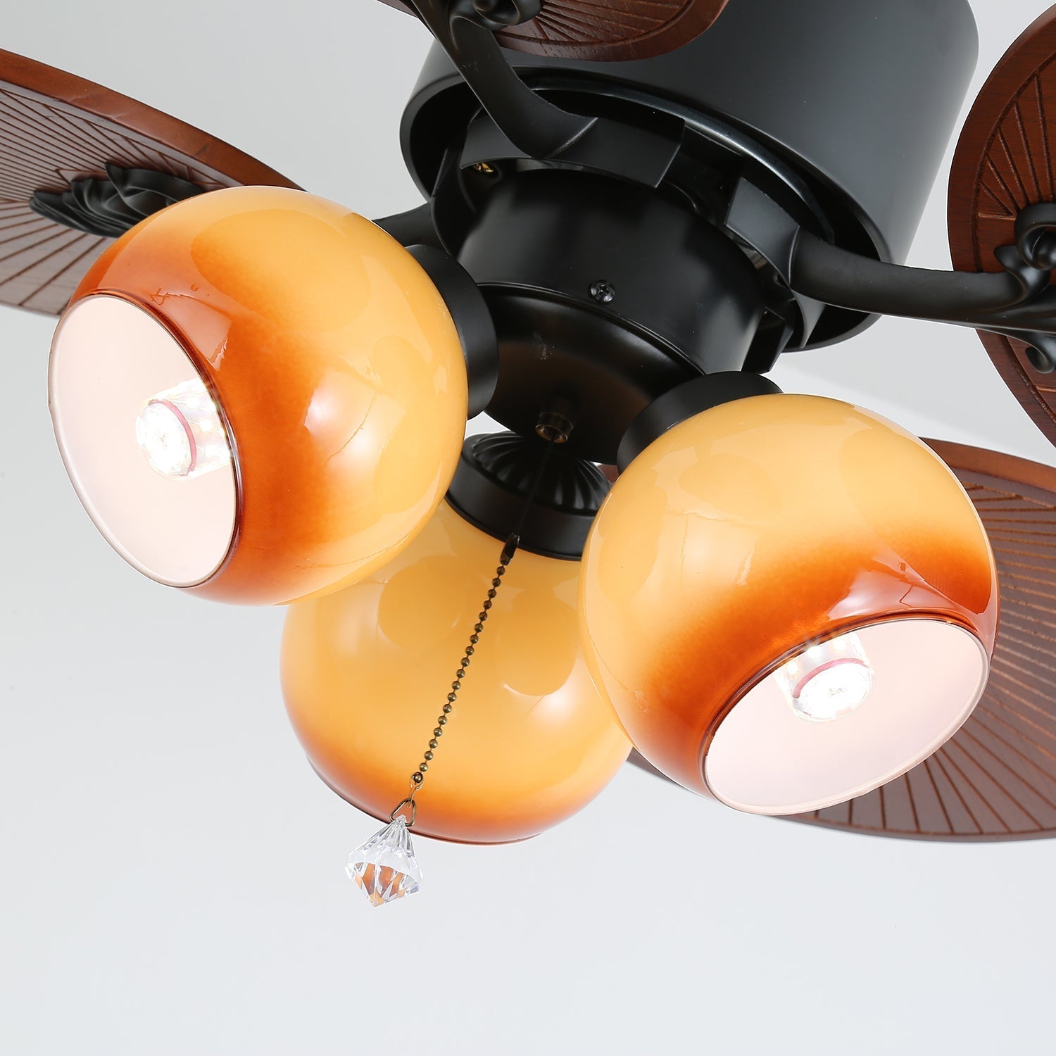 Celiira Tropical Glass Ceiling Fan Light