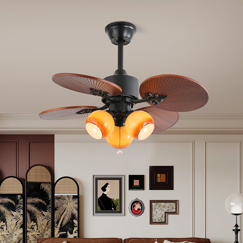 Celiira Tropical Glass Ceiling Fan Light