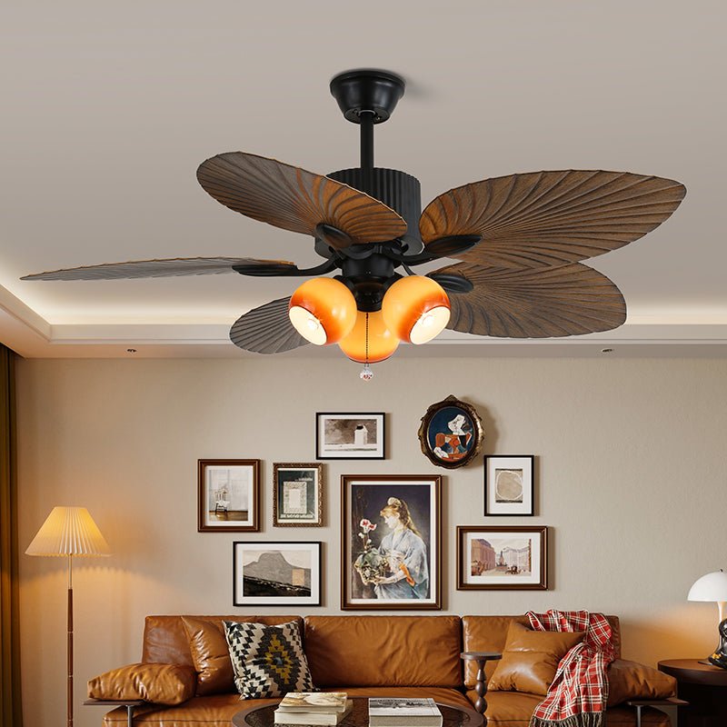 Celiira Tropical Glass Ceiling Fan Light