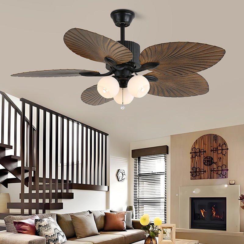 Celiira Tropical Glass Ceiling Fan Light
