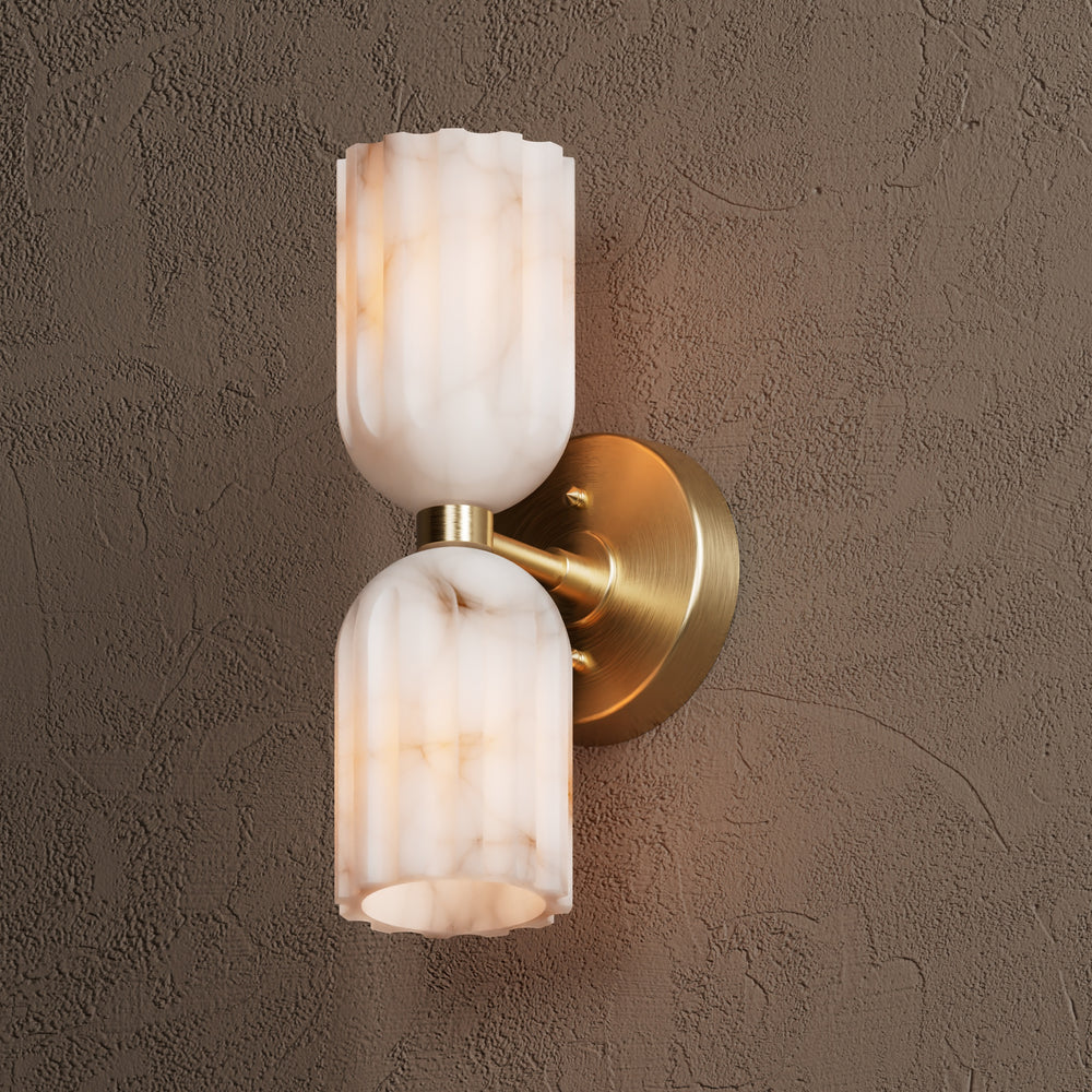 Uraeeth Modern Minimalist Double Brass Alabaster Wall Lamp