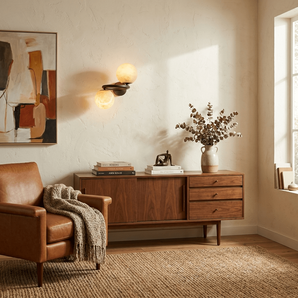Two Globe Alabaster Wall Sconce