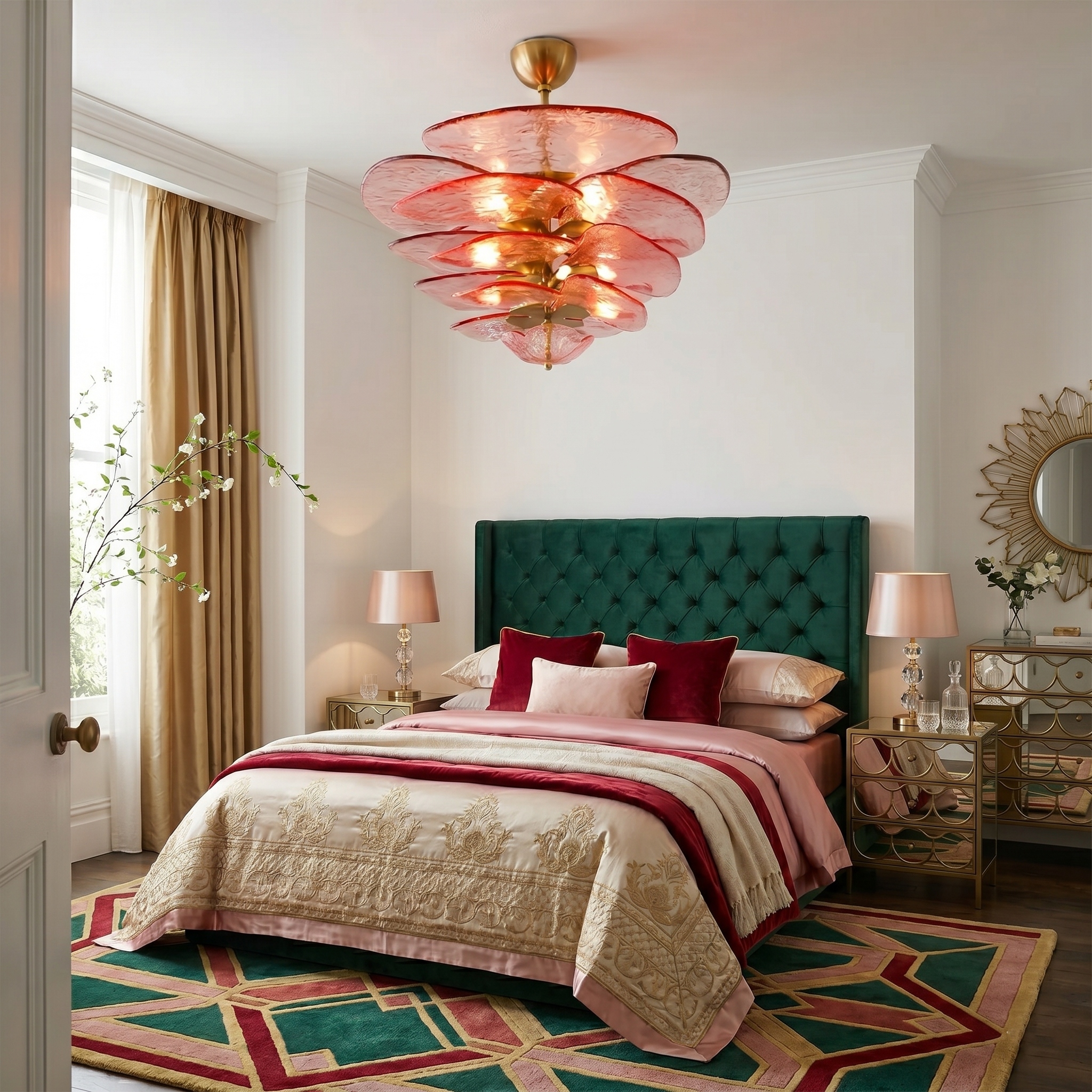 Fairwell Lotus Leaf Layered Glass Chandelier