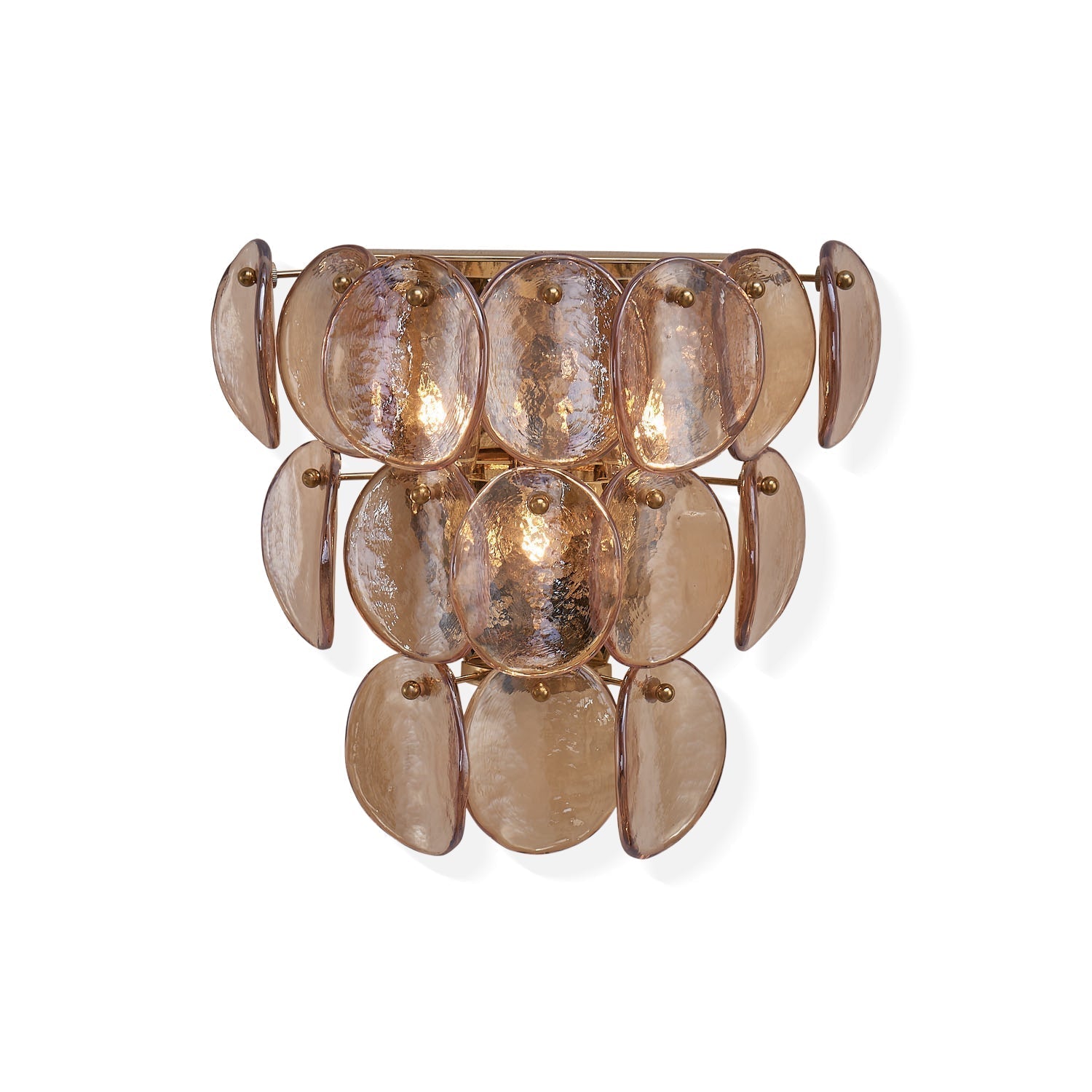 Aurora Wall Lamp Amber Glass Disc Fish Scale Brass - Neutral Decor