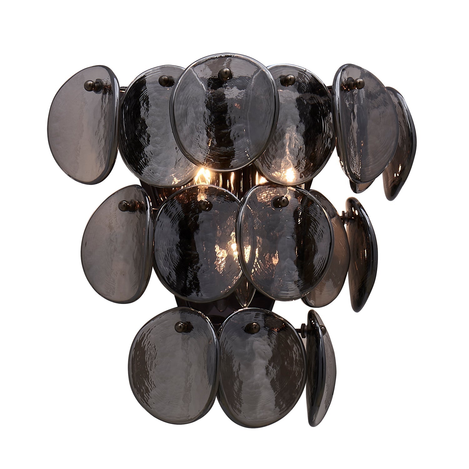 Aurora Wall Lamp Amber Glass Disc Fish Scale Brass - Neutral Decor